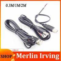 Merlin Irving Shop 5V USB 2.0 2 Pin 2 Wire DIY USB Male Jack Connector Cable Power Charge Extension Cord 0.3m/1m/2m Adapter