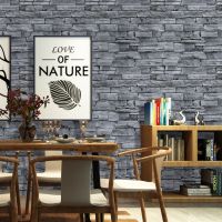 Wall Ideas New!! วอลเปเปอร์ สติกเกอร์ ติดผนัง PVC กาวในตัว ขนาด 45 ซม x 10 เมตร  #ลายอิฐ #อิฐดำด่าง