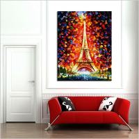 Hand Painted Palette Knife Paris Eiffel Tower Oil Painting on Canvas Modern Abstract Colorful Cityscape Oil Painting for Home Decora