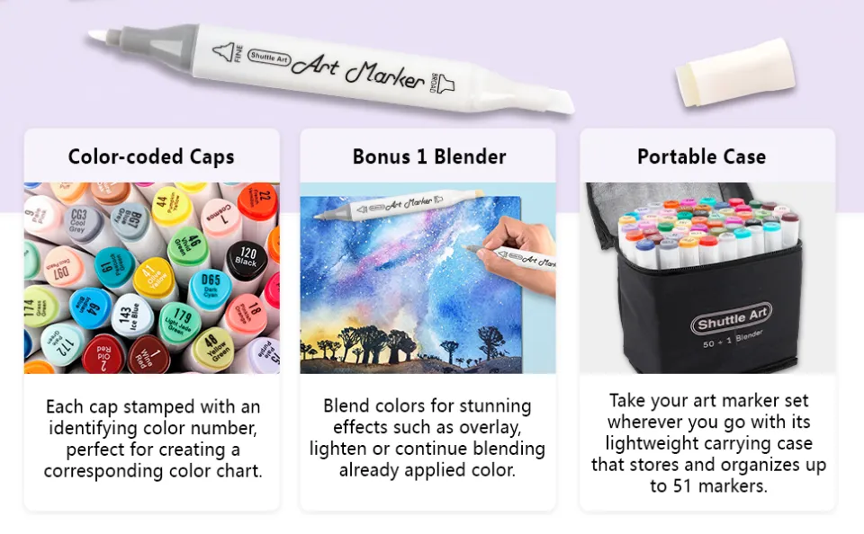 Shuttle Art 101 Colors Dual Tip Alcohol Based Art Markers 