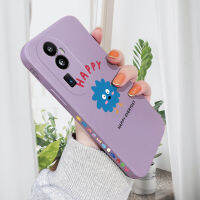 เคส PMP สำหรับ OPPO Reno10 Pro + 5G เคสโทรศัพท์ดีไซน์ด้านข้างลายการ์ตูนสีฟ้าเล็กๆน้อยๆมอนสเตอร์สีขอบสี่เหลี่ยมเคสกล้องคลุมทั้งหมดปลอกซิลิโคนเหลว