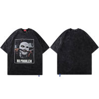 Men Hip Hop Streetwear Oversize Washed T-Shirt Masked Man Letter Print T Shirt 2021 Summer Short Sleeve Harajuku Cotton Tshirt