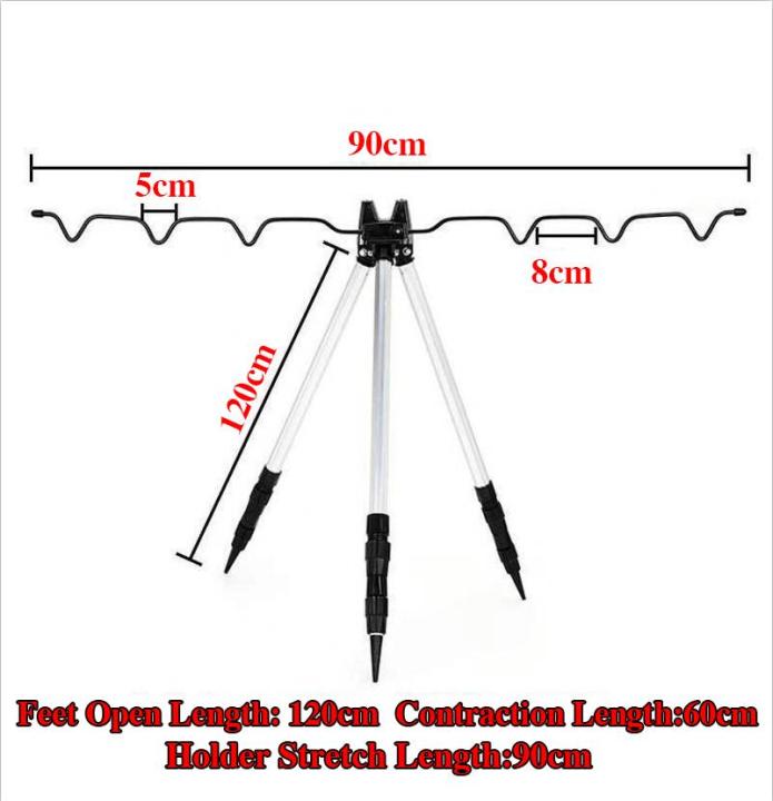 GHOTDA Telescopic ปรับได้เบ็ดตกปลาขาตั้งสามขาที่จับอลูมิเนียม