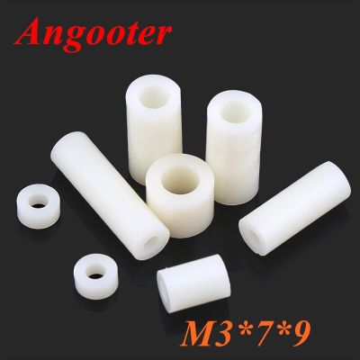 1000pcs M3*7*9 M3x9 Nylon ABS Non-Threaded Standoff Spacer Round Hollow Standoff Washer ID=3mm OD=7mm PCB Board Screw Spacers Nails  Screws Fasteners