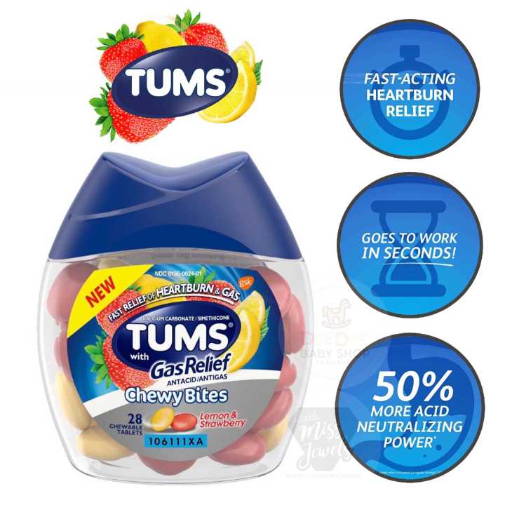 TUMS Chewy Bites + Gas Relief - Lemon&amp;Stawberry