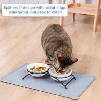 Dog Cat Bowl Food Mat with High Lips Silicone Non-Stick Waterproof Pet Food Feeding Pad Puppy Feeder Tray Water Cushion Placemat