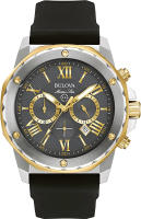 Bulova Mens Marine Star Chronograph Silicone Strap Watch Silver/Grey dial Marine Star