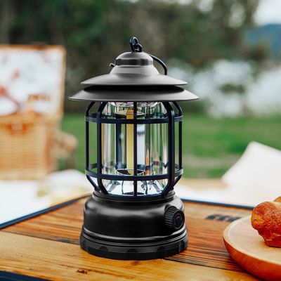 Outdoor Waterproof Camping Light USB Recharge Portable Lanterns AA Dry Battery Retro Lamp for Party Hanging Lantern Decor Garden Power Points  Switche