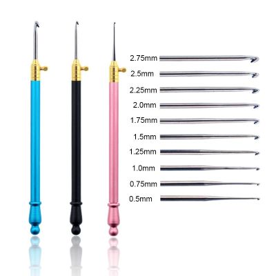 【CW】 11Pcs/Set Interchangeable Crochet Hooks with 10 Size Needles Handle Embroidery for Craf
