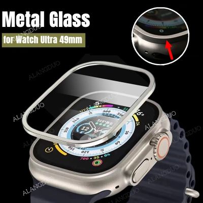 Metal Edge Glass For Apple Watch Ultra 49mm Screen Protector Film on iWatch Ultra 49 mm Protective Full Cover Tempered Glass Clamps