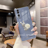 Phone Case เคส Honor90 Honor 90 Lite 5G เคสใหม่หรูหราสีขาวคาเมลเลียเคลือบเงากระต่าย2023