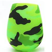 【❉HOT SALE❉】 xihansi ซิลิโคนที่สร้างสรรค์ Stemless ถ้วยน้ำรอบแก้วไวน์ปลอดสารพิษ Camouflage วิสกี้วอดก้า Bar พับแก้วเบียร์