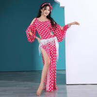 New Belly Dance Costume Female Baladi Wave Dot Gown Folk Performance Costume Oriental Dance Spring Cloth Style Practice Clothes