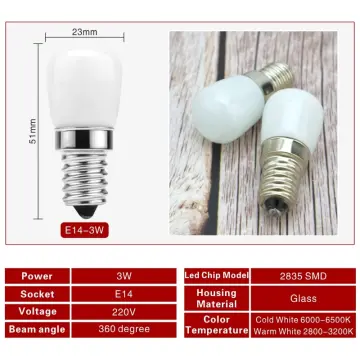 8pcs/lot 3W E14 E12 LED Fridge Light Bulb Refrigerator Corn bulb