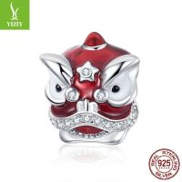 [COD] posture rhyme red dripping oil lion dance diy bracelet beaded creative head 925 silver accessories BSC086