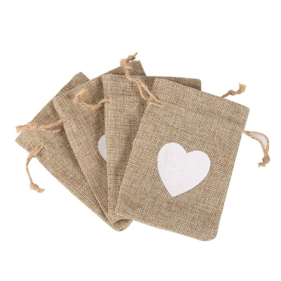 10pcslot 10x14cm Double Love Drawstring Linen Bag Halloween Valentines Day Wedding Anniversary All Available Gift Wrapping Bag