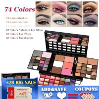 Eyeshadow Glitter Makeup Set 74 Color a Box Palette Layers Concealer Lipstick Powder Blush Cosmetics Set with Mirror and Brushes