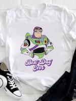 ผู้หญิงใหม่ Buzz Lightyear กับแว่นตากันแดดพิมพ์แขนสั้นด้านบน Disney Toy Story สบายๆเสื้อยืด S-5XL