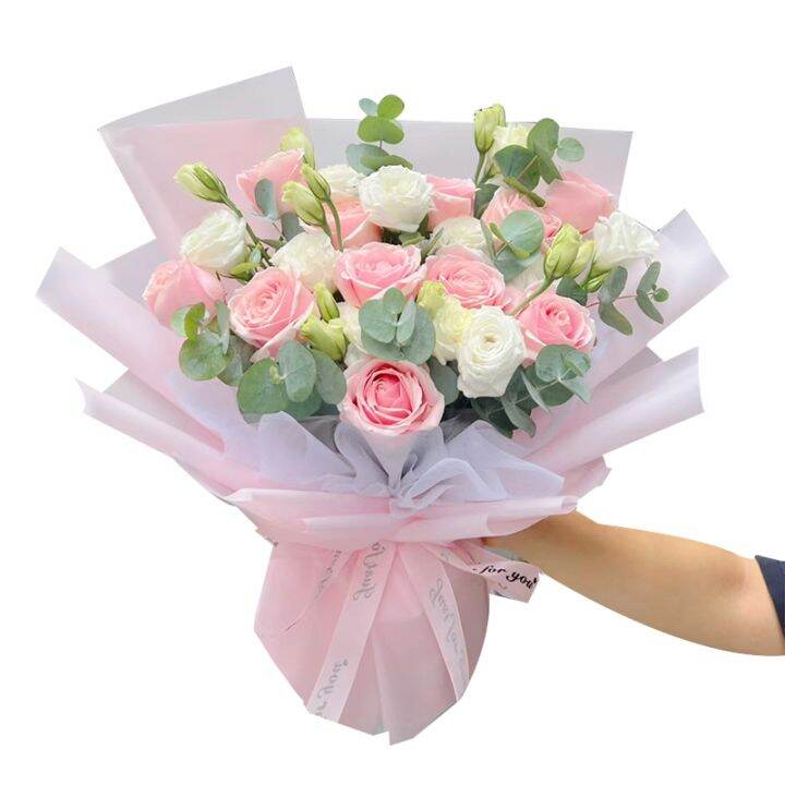 อุปกรณ์ตกแต่งห่อกระดาษทิชชู่สีทึบ10แผ่นขนาด0ซม-ห่อช่อดอกไม้กระดาษ-diy