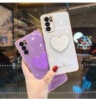 รักเคสที่วางโทรศัพท์ชุบห่วงเคสมือถือรูปหัวใจสำหรับ OPPO Reno 7 6 5 4 SE Pro Plus 4G 5G ขาตั้งปลอกซิลิโคน CarterFa