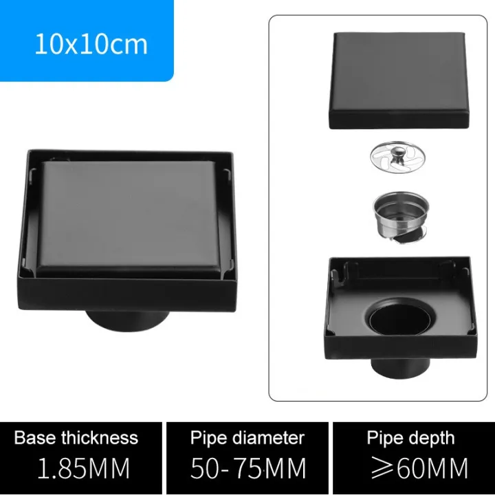 Square Floor Drains SUS304 Stainless Steel Shower Drainer Bathroom