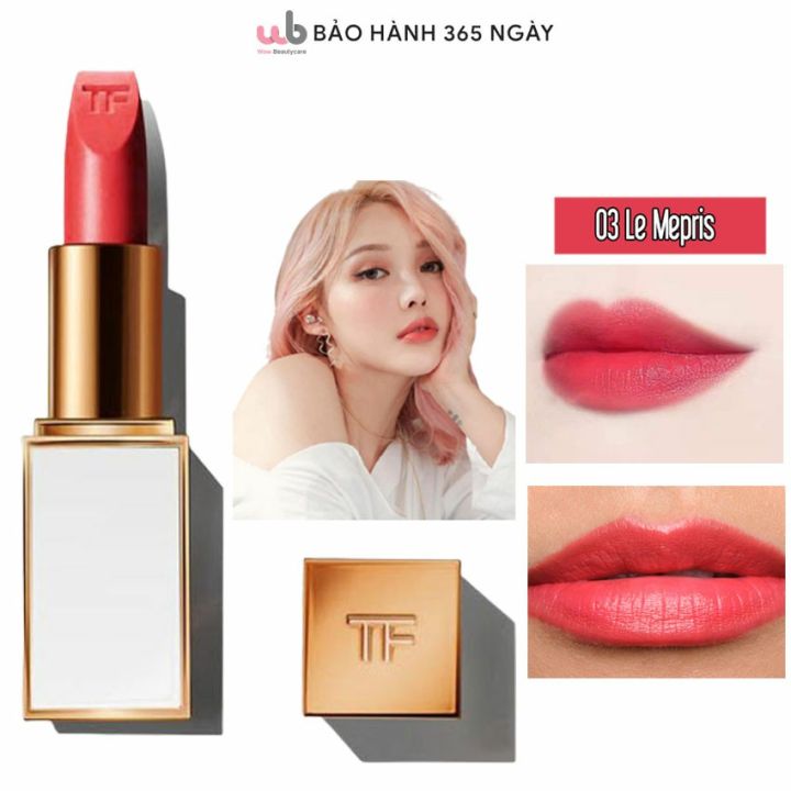 Son Tom Ford Màu 03,Vỏ Trắng,Le Mepris,Màu Cam San Hô,Son Lên Màu