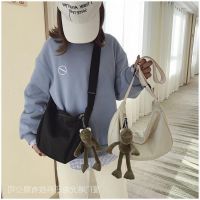 COD DSFERTEREERRE Japanese Canvas Shoulder Bag for Women Korean Messenger Single Shoulder ins Fashion Hip Hop Versatile Solid Color Crossbody Bag