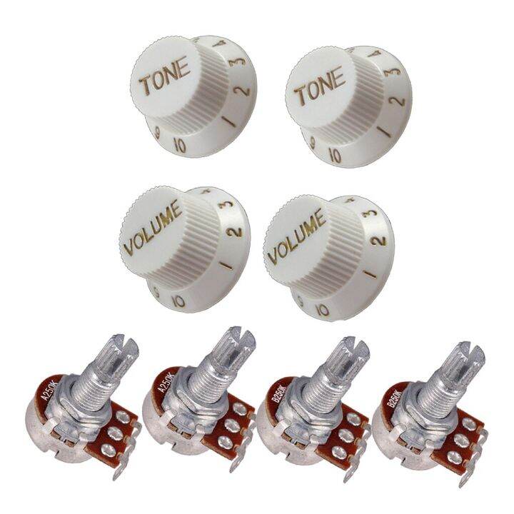 4-pcs-guitar-potentiometer-audio-pots-a250k-b250k-18mm-replacement-amp-4-pcs-guitar-volume-tone-control-knobs-white-guitar-bass-accessories