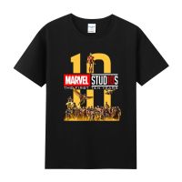 เสื้อยืดโอเวอร์ไซส์❒✁¤Marvel 10th Anniversary Avengers 4 Iron Man Spider-Man US Team Thanos รอบเสื้อผ้าผ้าฝ้ายแขนสั้นเสื  QZKK