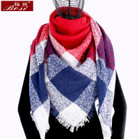 Winter cashmere plaid scarf shawl sjaal woman poncho triangle luxury brand bandana designer pashmina wrap large stoles luxury