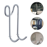 2pcs Rack Stainless Steel Organizer Punch Free Clothes Bathroom Robe Shower Glass Door Hook Towel Hanger Squeegee Home Kitchen