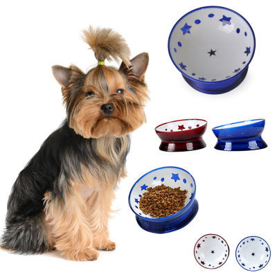 Pet Dog Bowl Non-slip Wear Resistant Crystal Art Resins Safe Non-toxic Cat Dog Bowl and Cutlery Pet Feeder Tilted Cat Bowl