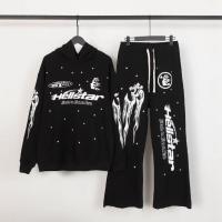 High quality Hellstar Studios Gypsophila printed mens and womens loose hooded sweater trouser suit tide