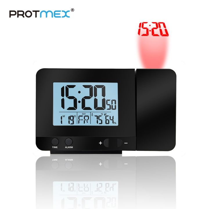 worth-buy-protmex-3531c-นาฬิกาตั้งโต๊ะโปรเจคเตอร์แบ็คไลท์นาฬิกาปลุกเครื่องฉายแบบดิจิตอลพร้อมเวลาฉาย