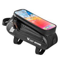 Bicycle Upper Tube Bag Hard Shell Front Beam Bag Mountain Road Bike Touch Screen Saddle Bag For Mobile Phone Riding Equipment