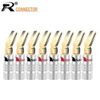 ♦◑ 8pcs Nakamichi Gold Plated Y/U- type Banana Plugs Set Cable Wire Connector Fork Spade Speaker Plug Adapter Audio Terminals