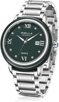 Diella Classic Jade Watches for Men with Japanese Quartz Movement, Gold/Silver Dial and Leather Band/Stainless Steel Mens Dress Casual Watch, Mens Luxury Analog Waterphoof Wrist Watches with Date Stainless steel bracelet