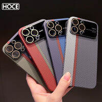 HOCE Business เคสโทรศัพท์คาร์บอนไฟเบอร์สำหรับ iPhone 15 14 11 12 13 Pro Max ป้องกันกล้องหน้าต่างใหญ่ฝาแข็งเคลือบ