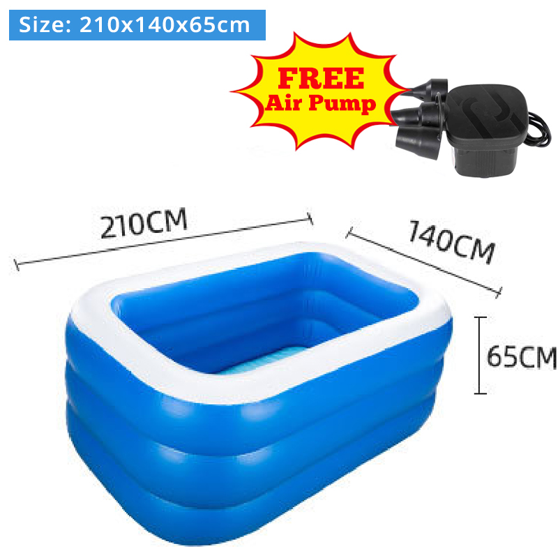 2020 Household Inflatable Swimming Pool with Sun Canopy for Kids Adults Family Oversize Above Ground 3-Ring Thickened Abrasion Resistant Swimming Pool Summer Water Party for Garden 2.1M Backyard 