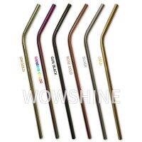 WOWSHINE 18k gold/rosegold/gun black/silver stainless steel 304 drinking straw 100pcs/lot 6*215mm wholesale