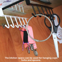 Cup Hook Under Cabinet 6 Hooks Coffee Mug Holder Nail Free Hanger Kitchen Hanging Storage Rack