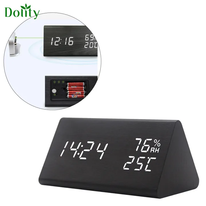 Dolity Wooden Time Display Digital Alarm Clock Dimmer Home Office Table