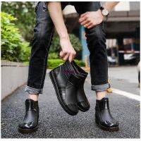 Short tube rain boots men s waterproof non-slip fashion trend water shoes kitchen work beef tendon fishing dad