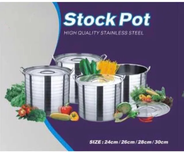 BRAND NEW 4PC LARGE STAINLESS STEEL CATERING DEEP STOCK SOUP BOILING POT /  STOCK