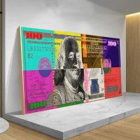 ┇ 100 Dollar Bills บล็อกสีภาพวาดผ้าใบโปสเตอร์และภาพพิมพ์ผนัง Pop Art ภาพ Cuadros สำหรับตกแต่งผนังห้องนั่งเล่น