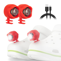 2 Pcs Rechargeable Shoe Light Headlights for Croc 3 Lighting Modes in the Dark for Dog Walking,Handy Camping Red