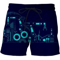 Shorts Mens Black AI technology data pattern 3D Printed Beach Shorts Casual 2023 New Ladies Quick-drying Swimsuit Outer Shorts