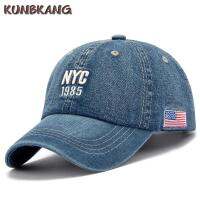 หมวกเบสบอลผ้าเดนิมผู้ชายผู้หญิงหมวกแก๊ป Gorras ยี่ห้อใหม่ทรงหมวกสะพายหลังปักลายตัวอักษรสำหรับกีฬาฤดูร้อนหมวกแก๊ปฮิปฮอปสหรัฐอเมริกา