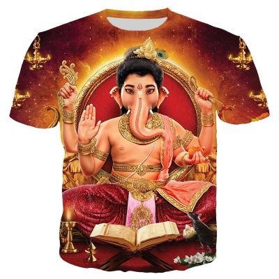 ฤดูร้อนแฟชั่น Casual Hindu God Ganesha 3D พิมพ์ T เสื้อผู้ชายแขนสั้น Unisex Harajuku Streetwear เสื้อยืดขนาดใหญ่