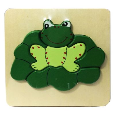 ของเล่นไม้เสริมพัฒนาการสำหรับเด็ก จิ๊กซอว์ไม้รูปสัตว์ (ลายกบ) Wood Toy Jigsaw Frog for Kids